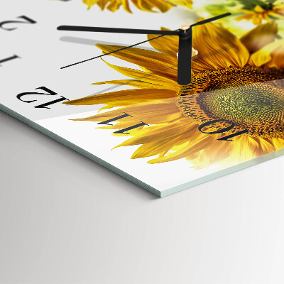Moderne wanduhr quadratisch Sonnenblume