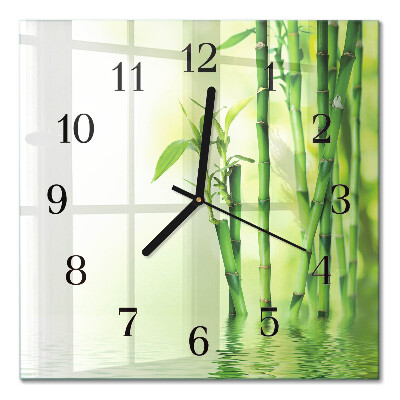 Quadratische wanduhr Bambus