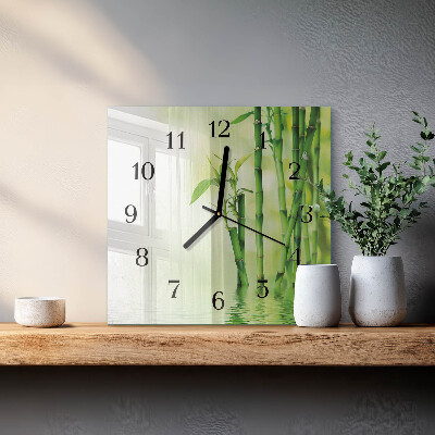 Quadratische wanduhr Bambus