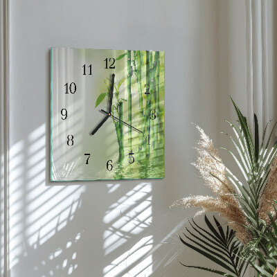 Quadratische wanduhr Bambus