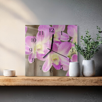 Wanduhr mit motiv quadratisch Blumen