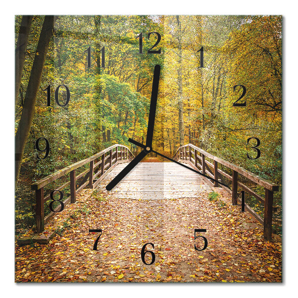 Moderne wanduhr quadratisch Waldbrücke