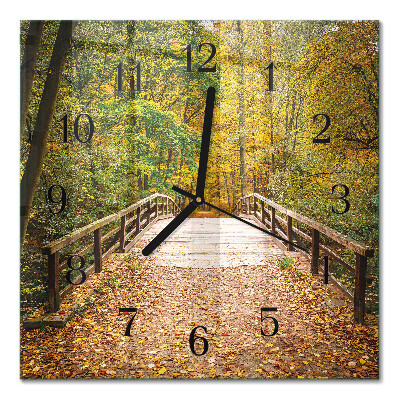 Moderne wanduhr quadratisch Waldbrücke