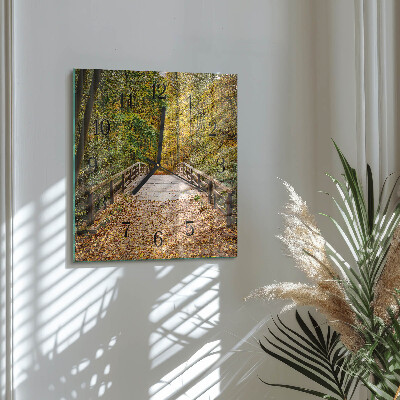 Moderne wanduhr quadratisch Waldbrücke