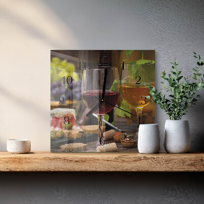 Wanduhr mit motiv quadratisch Gläser Wein