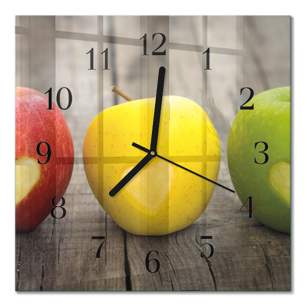 Quadratische wanduhr modern Äpfel