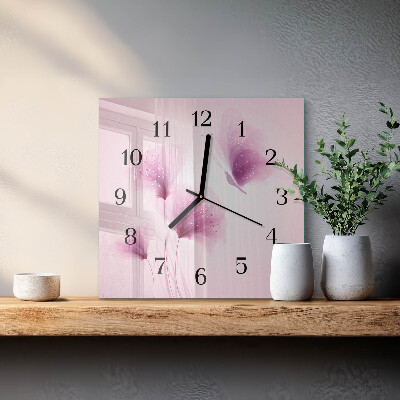 Moderne wanduhr quadratisch Blumen