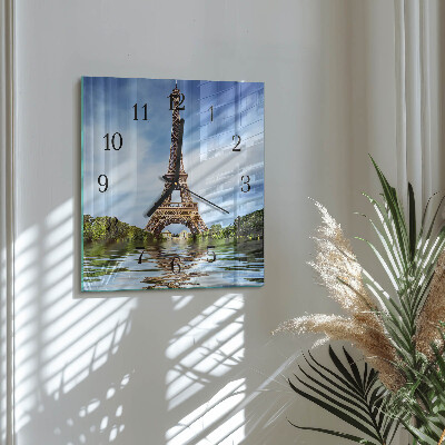 Quadratische wanduhr modern Eiffelturm