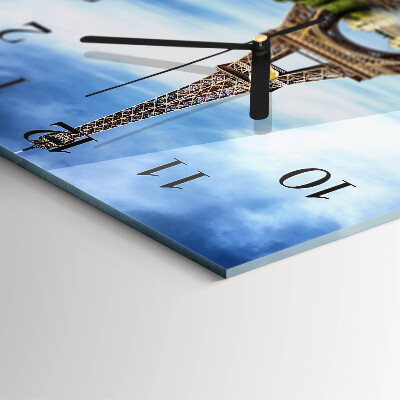 Quadratische wanduhr modern Eiffelturm