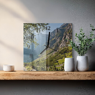 Quadratische wanduhr Gebirge
