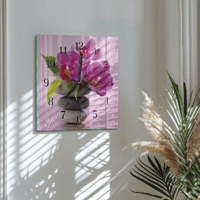 Moderne wanduhr quadratisch Orchidee