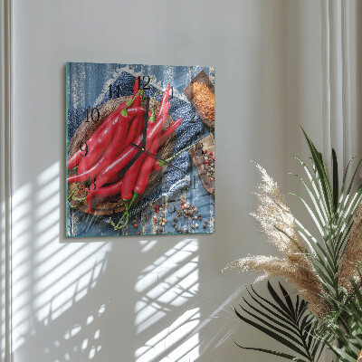 Glasuhr quadratisch Chili-Pfeffer