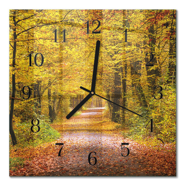 Moderne wanduhr quadratisch Waldweg