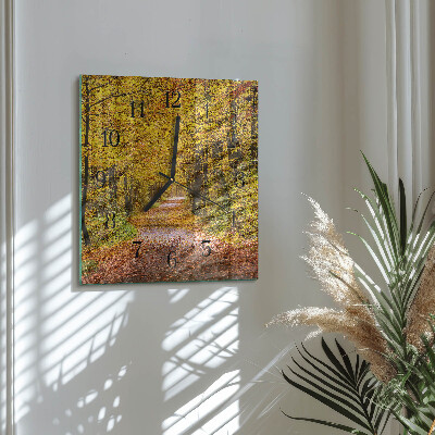 Moderne wanduhr quadratisch Waldweg