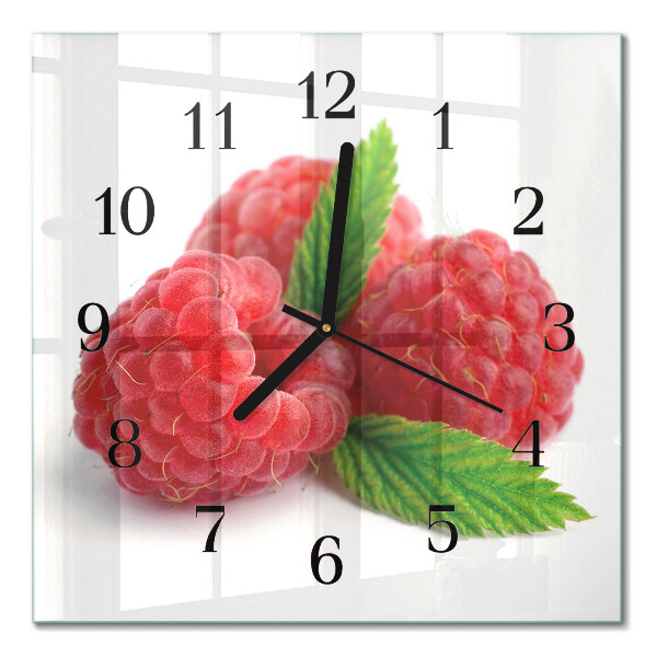 Quadratische wanduhr Himbeeren