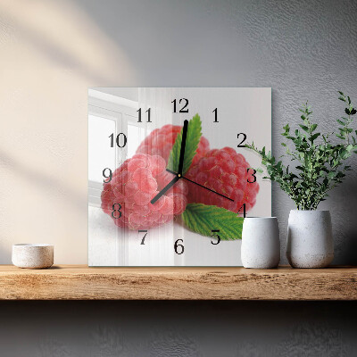 Quadratische wanduhr Himbeeren