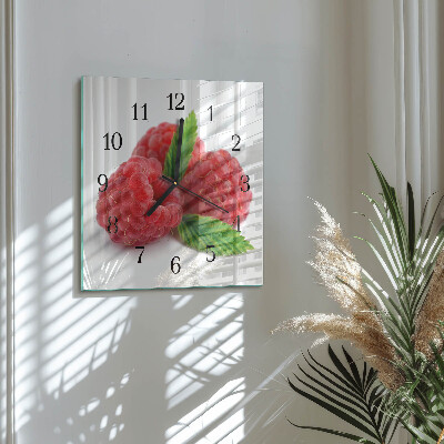 Quadratische wanduhr Himbeeren