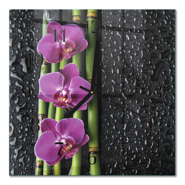 Wanduhr mit motiv quadratisch Orchidee