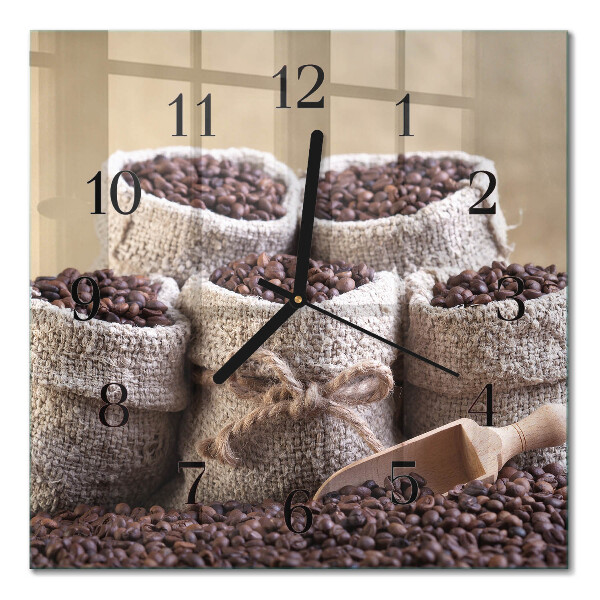 Quadratische wanduhr modern Kaffeebohnen