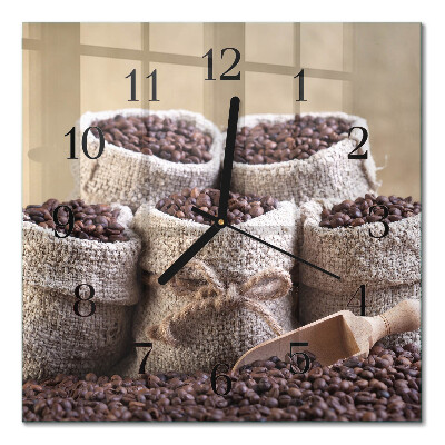 Quadratische wanduhr modern Kaffeebohnen