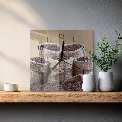 Quadratische wanduhr modern Kaffeebohnen