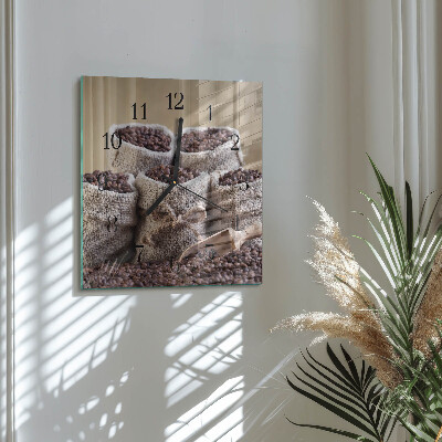 Quadratische wanduhr modern Kaffeebohnen