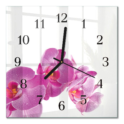 Moderne wanduhr quadratisch Orchidee