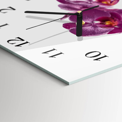 Moderne wanduhr quadratisch Orchidee