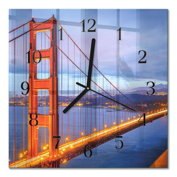 Quadratische wanduhr modern Golden Gate