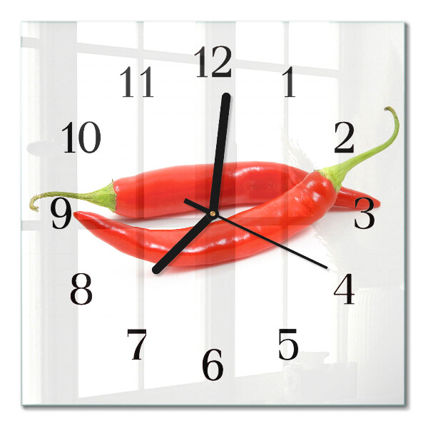 Glasuhr quadratisch Chili-Pfeffer