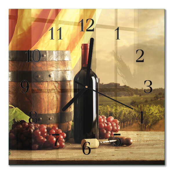 Wanduhr mit motiv quadratisch Ein Fass Wein
