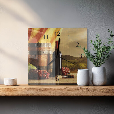 Wanduhr mit motiv quadratisch Ein Fass Wein