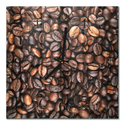 Quadratische wanduhr modern Kaffeebohnen