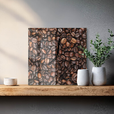 Quadratische wanduhr modern Kaffeebohnen