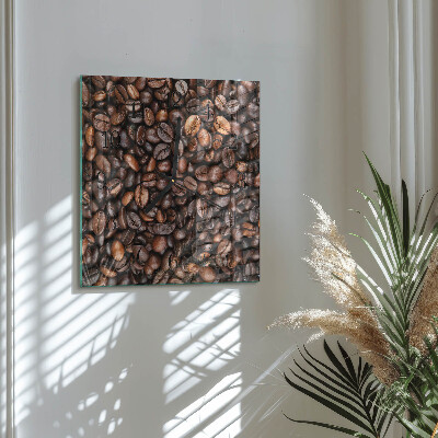 Quadratische wanduhr modern Kaffeebohnen