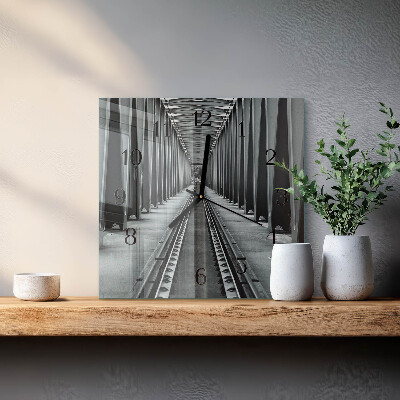 Moderne wanduhr quadratisch Eisenbahnschienen