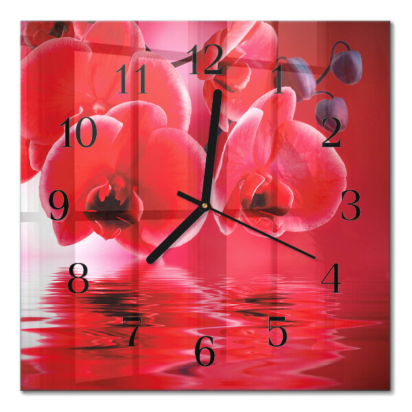 Quadratische wanduhr Orchidee