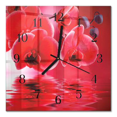 Quadratische wanduhr Orchidee