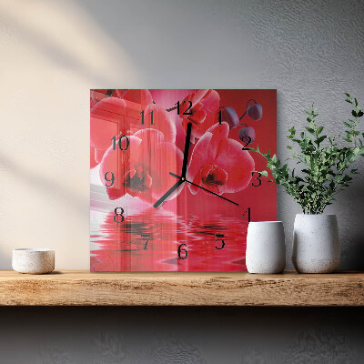 Quadratische wanduhr Orchidee