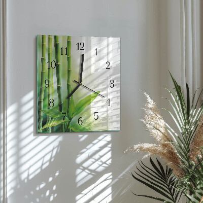 Quadratische wanduhr Bambus