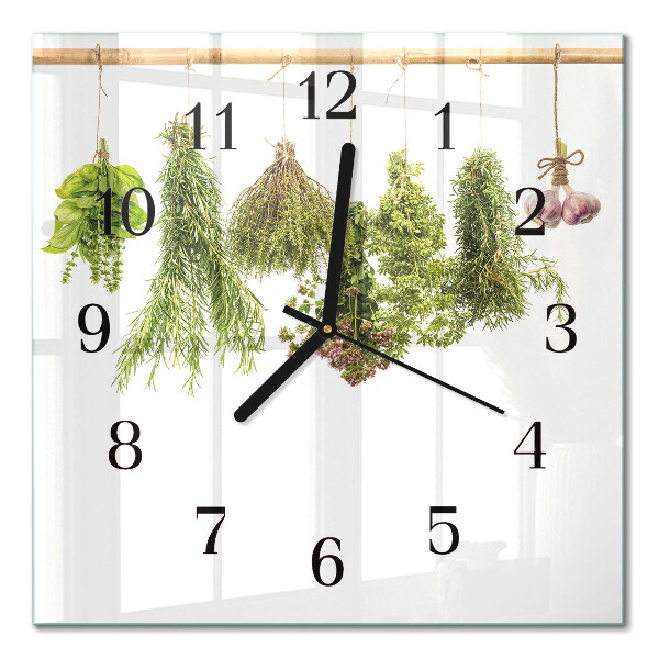 Quadratische wanduhr Kräuter