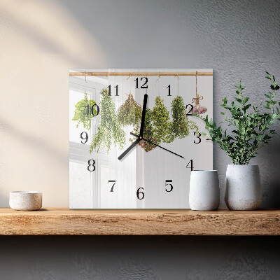 Quadratische wanduhr Kräuter