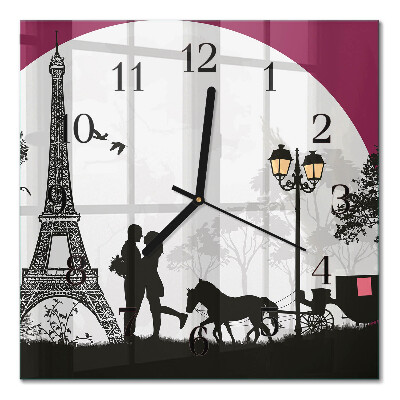 Moderne wanduhr quadratisch Liebe zu Paris
