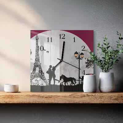 Moderne wanduhr quadratisch Liebe zu Paris