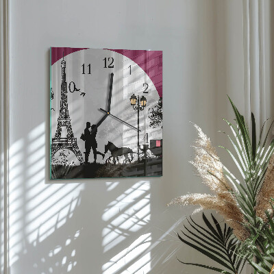 Moderne wanduhr quadratisch Liebe zu Paris
