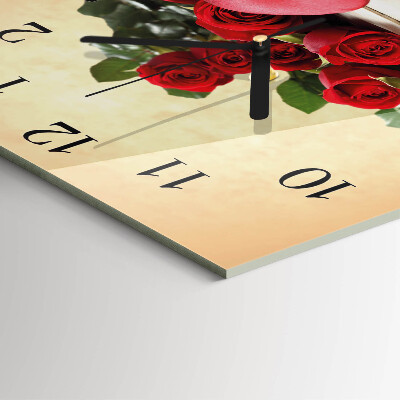 Quadratische wanduhr Rosen