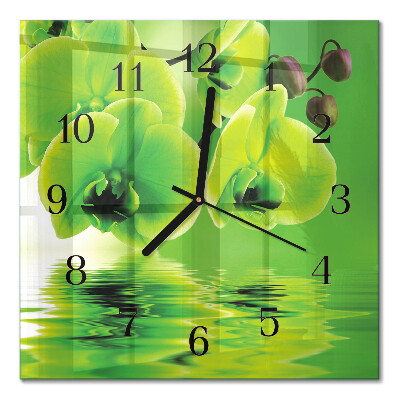 Quadratische wanduhr Orchidee