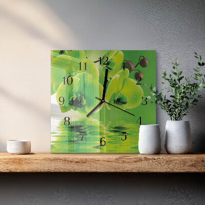 Quadratische wanduhr Orchidee