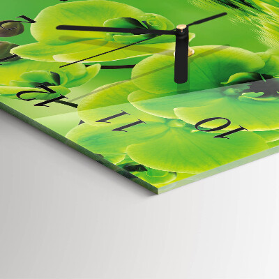 Quadratische wanduhr Orchidee