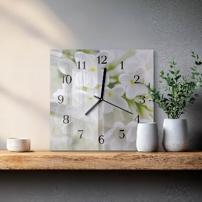 Wanduhr mit motiv quadratisch Blumen